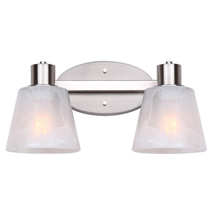 Canarm Luelle 16in 2-Light Vanity Light | Modern Brushed Nickel and Alabaster Glass | Bathroom & Powder Room | 16 x 8 x 8 in | Model IVL1151A02BN