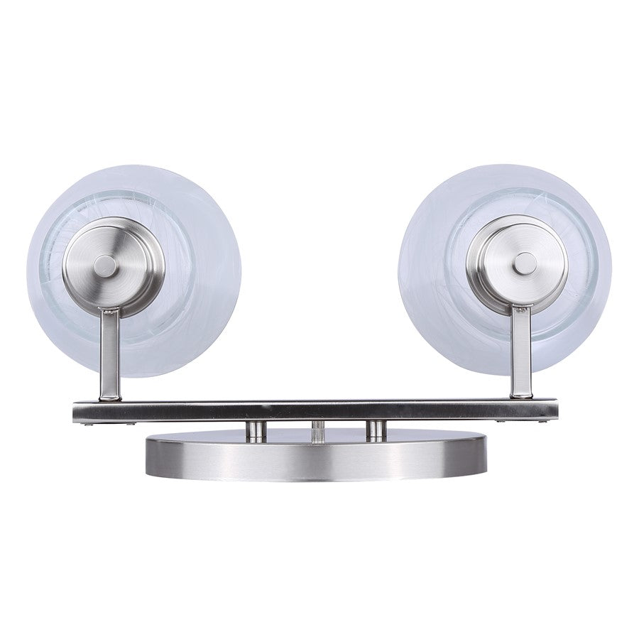 Canarm Luelle 16in 2-Light Vanity Light | Modern Brushed Nickel and Alabaster Glass | Bathroom & Powder Room | 16 x 8 x 8 in | Model IVL1151A02BN