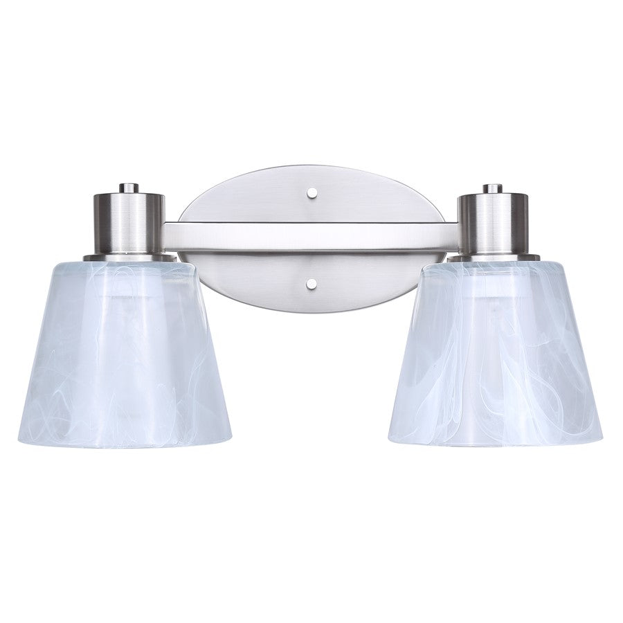 Canarm Luelle 16in 2-Light Vanity Light | Modern Brushed Nickel and Alabaster Glass | Bathroom & Powder Room | 16 x 8 x 8 in | Model IVL1151A02BN