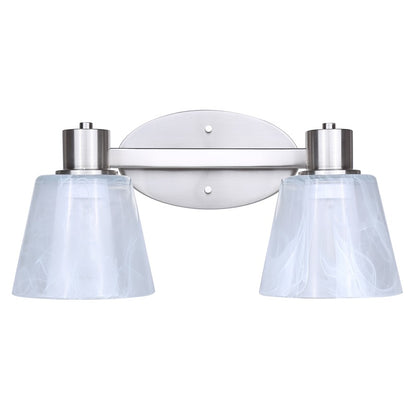 Canarm Luelle 16in 2-Light Vanity Light | Modern Brushed Nickel and Alabaster Glass | Bathroom & Powder Room | 16 x 8 x 8 in | Model IVL1151A02BN