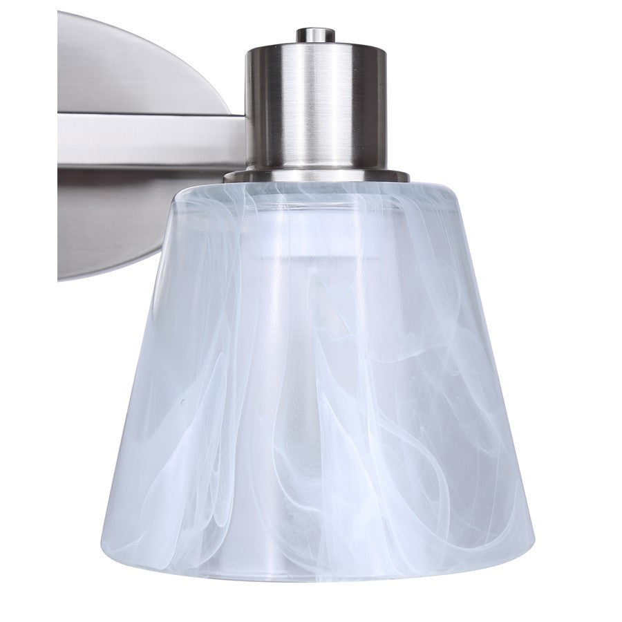 Canarm Luelle 16in 2-Light Vanity Light | Modern Brushed Nickel and Alabaster Glass | Bathroom & Powder Room | 16 x 8 x 8 in | Model IVL1151A02BN