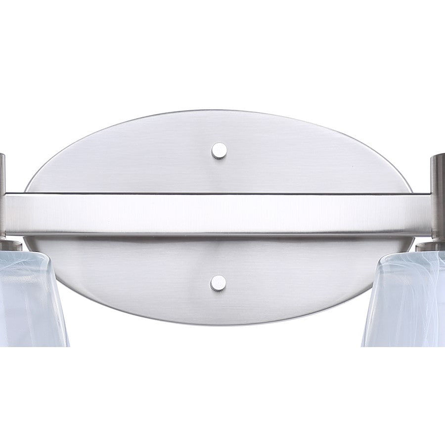 Canarm Luelle 16in 2-Light Vanity Light | Modern Brushed Nickel and Alabaster Glass | Bathroom & Powder Room | 16 x 8 x 8 in | Model IVL1151A02BN