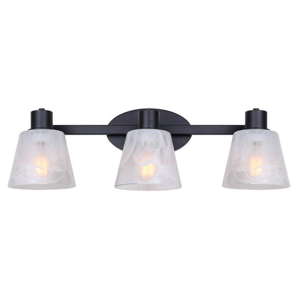 Canarm Luelle 25in 3-Light Vanity Light | Modern Matte Black and Alabaster Glass | Bathroom & Powder Room | 25 x 8 x 8 in | Model IVL1151A03BK