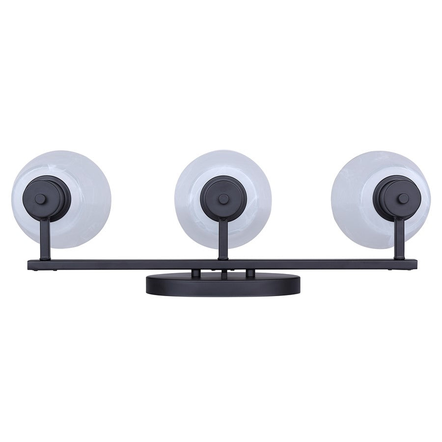 Canarm Luelle 25in 3-Light Vanity Light | Modern Matte Black and Alabaster Glass | Bathroom & Powder Room | 25 x 8 x 8 in | Model IVL1151A03BK