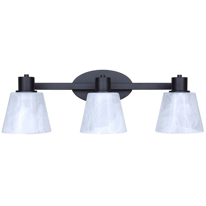 Canarm Luelle 25in 3-Light Vanity Light | Modern Matte Black and Alabaster Glass | Bathroom & Powder Room | 25 x 8 x 8 in | Model IVL1151A03BK
