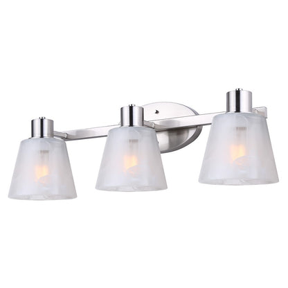 Canarm Luelle 25in 3-Light Vanity Light | Modern Brushed Nickel and Alabaster Glass | Bathroom & Powder Room | 25 x 8 x 8 in | Model IVL1151A03BN