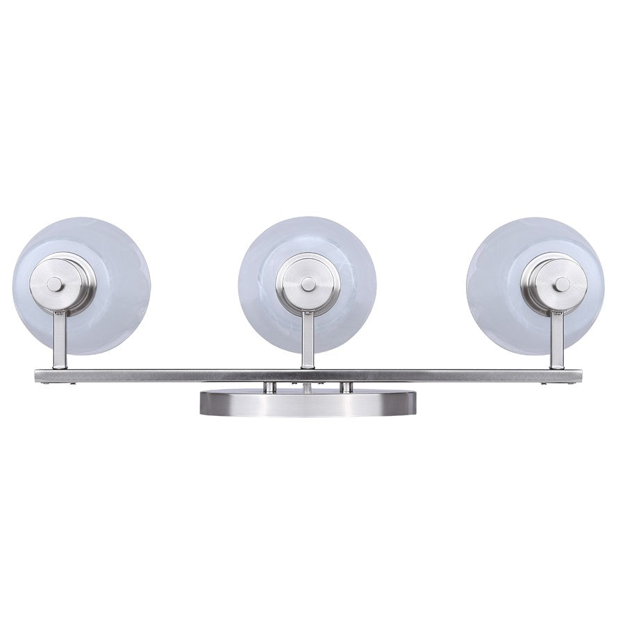Canarm Luelle 25in 3-Light Vanity Light | Modern Brushed Nickel and Alabaster Glass | Bathroom & Powder Room | 25 x 8 x 8 in | Model IVL1151A03BN