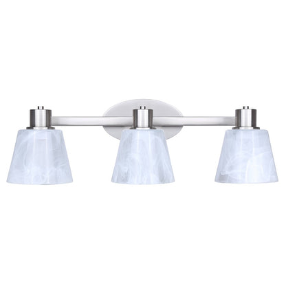 Canarm Luelle 25in 3-Light Vanity Light | Modern Brushed Nickel and Alabaster Glass | Bathroom & Powder Room | 25 x 8 x 8 in | Model IVL1151A03BN