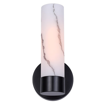 Canarm Kristella 6in 1-Light Wall Sconce | Modern Matte Black and Grey Marble Glass | Bathroom & Hallway | 6 x 5 x 10 in | Model IVL1153A01BK