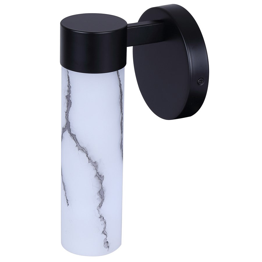 Canarm Kristella 6in 1-Light Wall Sconce | Modern Matte Black and Grey Marble Glass | Bathroom & Hallway | 6 x 5 x 10 in | Model IVL1153A01BK