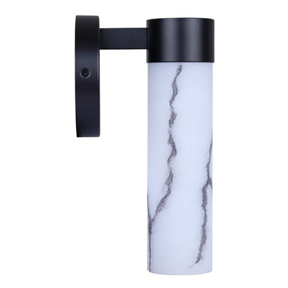 Canarm Kristella 6in 1-Light Wall Sconce | Modern Matte Black and Grey Marble Glass | Bathroom & Hallway | 6 x 5 x 10 in | Model IVL1153A01BK