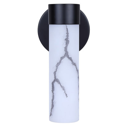 Canarm Kristella 6in 1-Light Wall Sconce | Modern Matte Black and Grey Marble Glass | Bathroom & Hallway | 6 x 5 x 10 in | Model IVL1153A01BK