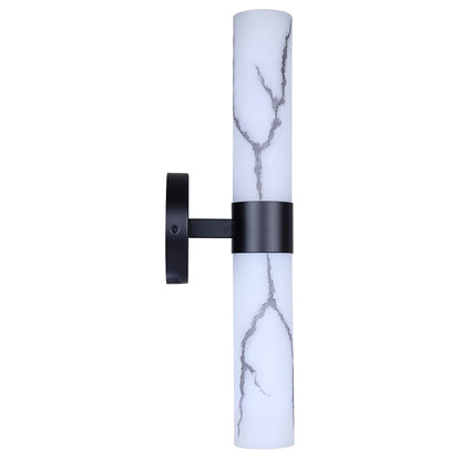 Canarm Kristella 2-Light 6in Wall Sconce | Matte Black and Grey Marble Glass | Bathroom & Hallway | 19.75in H | Model IVL1153A02BK