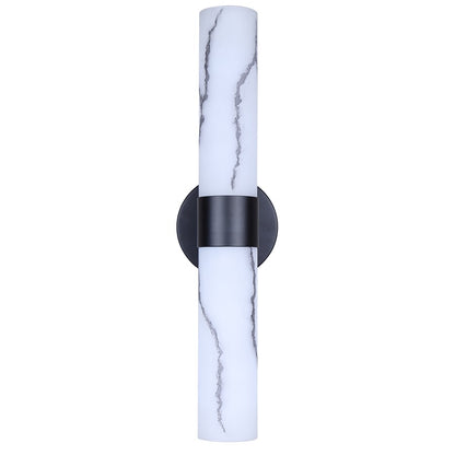 Canarm Kristella 2-Light 6in Wall Sconce | Matte Black and Grey Marble Glass | Bathroom & Hallway | 19.75in H | Model IVL1153A02BK