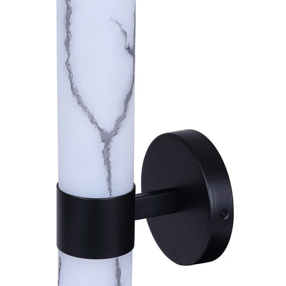 Canarm Kristella 2-Light 6in Wall Sconce | Matte Black and Grey Marble Glass | Bathroom & Hallway | 19.75in H | Model IVL1153A02BK