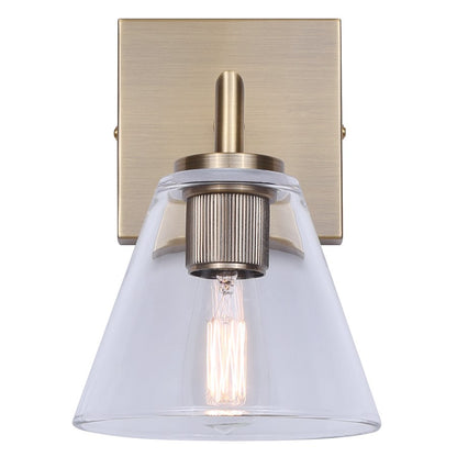 Canarm Berklie 1-Light 8in Wall Sconce | Matte Gold and Clear Glass | Bathroom Vanity & Powder Room | 9.75in H | Model IVL1159A01GD