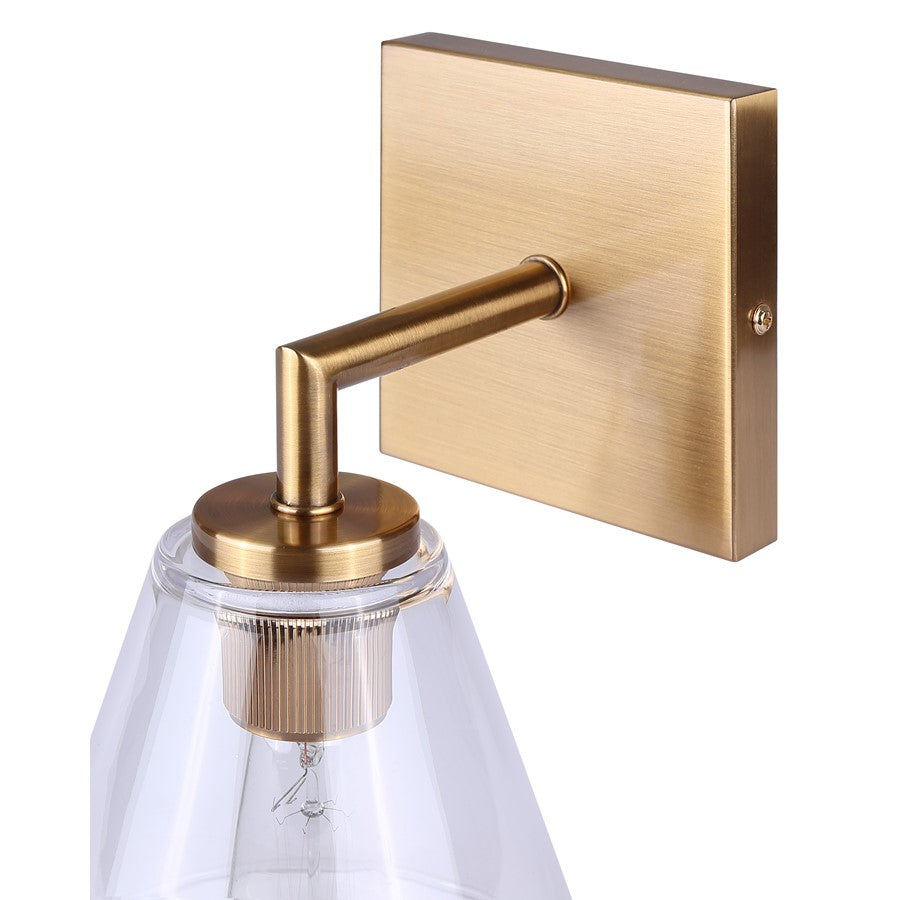 Canarm Berklie 1-Light 8in Wall Sconce | Matte Gold and Clear Glass | Bathroom Vanity & Powder Room | 9.75in H | Model IVL1159A01GD