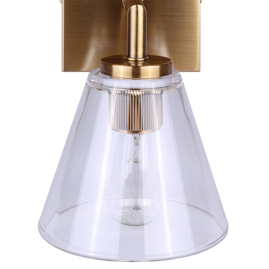 Canarm Berklie 1-Light 8in Wall Sconce | Matte Gold and Clear Glass | Bathroom Vanity & Powder Room | 9.75in H | Model IVL1159A01GD