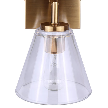Canarm Berklie 1-Light 8in Wall Sconce | Matte Gold and Clear Glass | Bathroom Vanity & Powder Room | 9.75in H | Model IVL1159A01GD