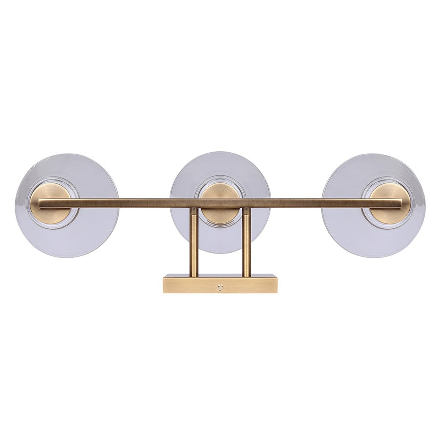 Canarm Berklie 3-Light 25.5in Bathroom Vanity Light | Matte Gold and Clear Glass | Bathroom Vanity & Grooming | 7.13in H | Model IVL1159A03GD