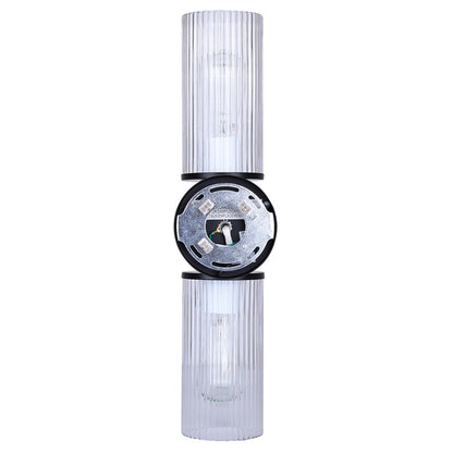 Canarm Kinslea 2-Light 6in Bathroom Vanity Light | Matte Black and Clear Ribbed Glass | Bathroom & Hallway | 20.38in H | Model IVL1165A02BK-CR
