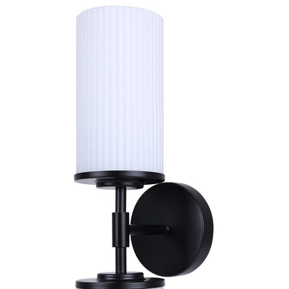Canarm Kinslea 6in 2-Light Vanity Light | Modern Matte Black and Opal Ribbed Glass | Bathroom & Hallway | 6 x 4 x 20 in | Model IVL1165A02BK-FR