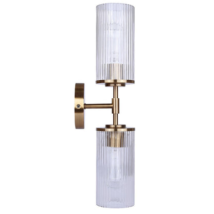 Canarm Kinslea 6in 2-Light Vanity Light | Modern Gold and Clear Ribbed Glass | Bathroom & Hallway | 6 x 4 x 20 in | Model IVL1165A02GD-CR
