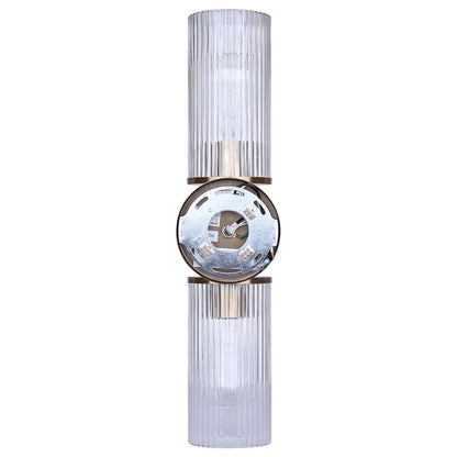 Canarm Kinslea 6in 2-Light Vanity Light | Modern Gold and Clear Ribbed Glass | Bathroom & Hallway | 6 x 4 x 20 in | Model IVL1165A02GD-CR