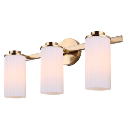 Canarm Kinslea 23in 3-Light Vanity Light | Modern Gold and Opal Glass | Bathroom & Powder Room | 23 x 7 x 10 in | Model IVL1165A03GD