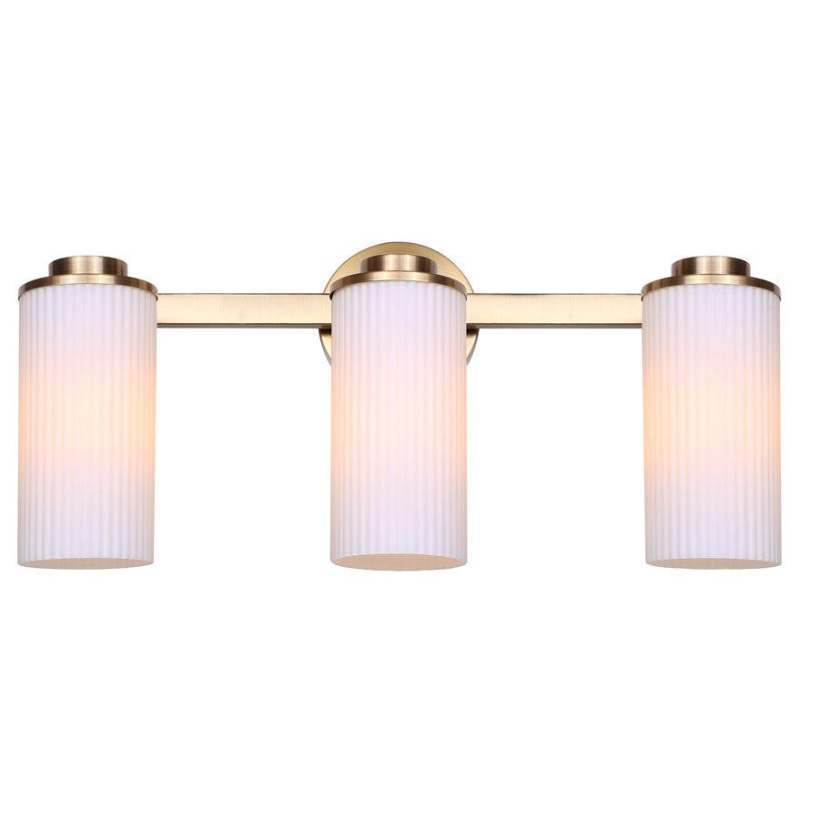 Canarm Kinslea 23in 3-Light Vanity Light | Modern Gold and Opal Glass | Bathroom & Powder Room | 23 x 7 x 10 in | Model IVL1165A03GD