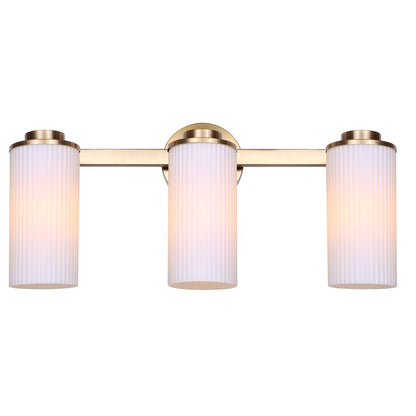 Canarm Kinslea 23in 3-Light Vanity Light | Modern Gold and Opal Glass | Bathroom & Powder Room | 23 x 7 x 10 in | Model IVL1165A03GD