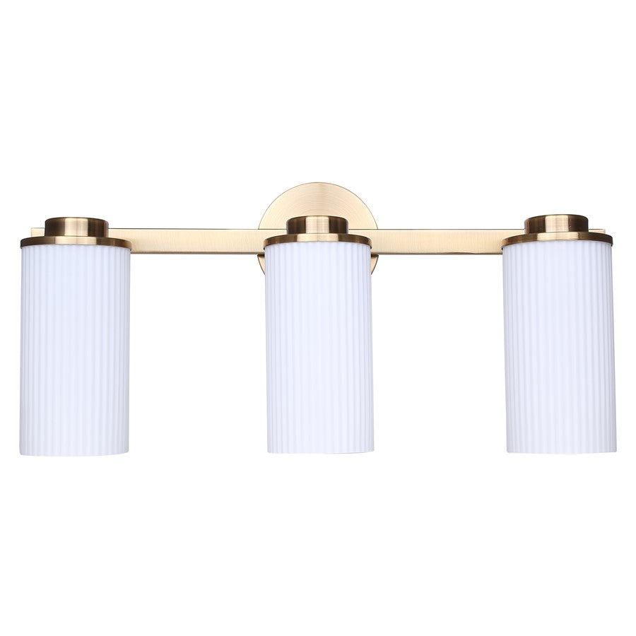 Canarm Kinslea 23in 3-Light Vanity Light | Modern Gold and Opal Glass | Bathroom & Powder Room | 23 x 7 x 10 in | Model IVL1165A03GD