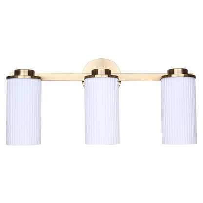 Canarm Kinslea 23in 3-Light Vanity Light | Modern Gold and Opal Glass | Bathroom & Powder Room | 23 x 7 x 10 in | Model IVL1165A03GD
