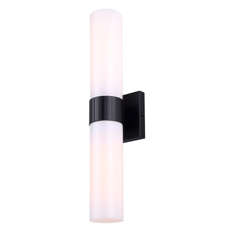 Canarm Maxine 20in 2-Light Vanity Wall Light | Modern Matte Black and Opal Glass | Bathroom & Powder Room | 4.5 x 4.75 x 20 in | Model IVL1167A02BK