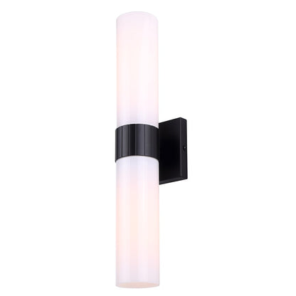 Canarm Maxine 20in 2-Light Vanity Wall Light | Modern Matte Black and Opal Glass | Bathroom & Powder Room | 4.5 x 4.75 x 20 in | Model IVL1167A02BK