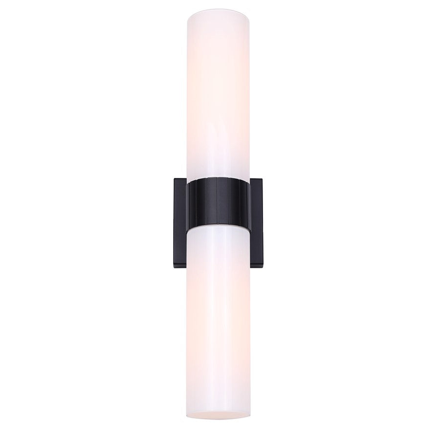 Canarm Maxine 20in 2-Light Vanity Wall Light | Modern Matte Black and Opal Glass | Bathroom & Powder Room | 4.5 x 4.75 x 20 in | Model IVL1167A02BK