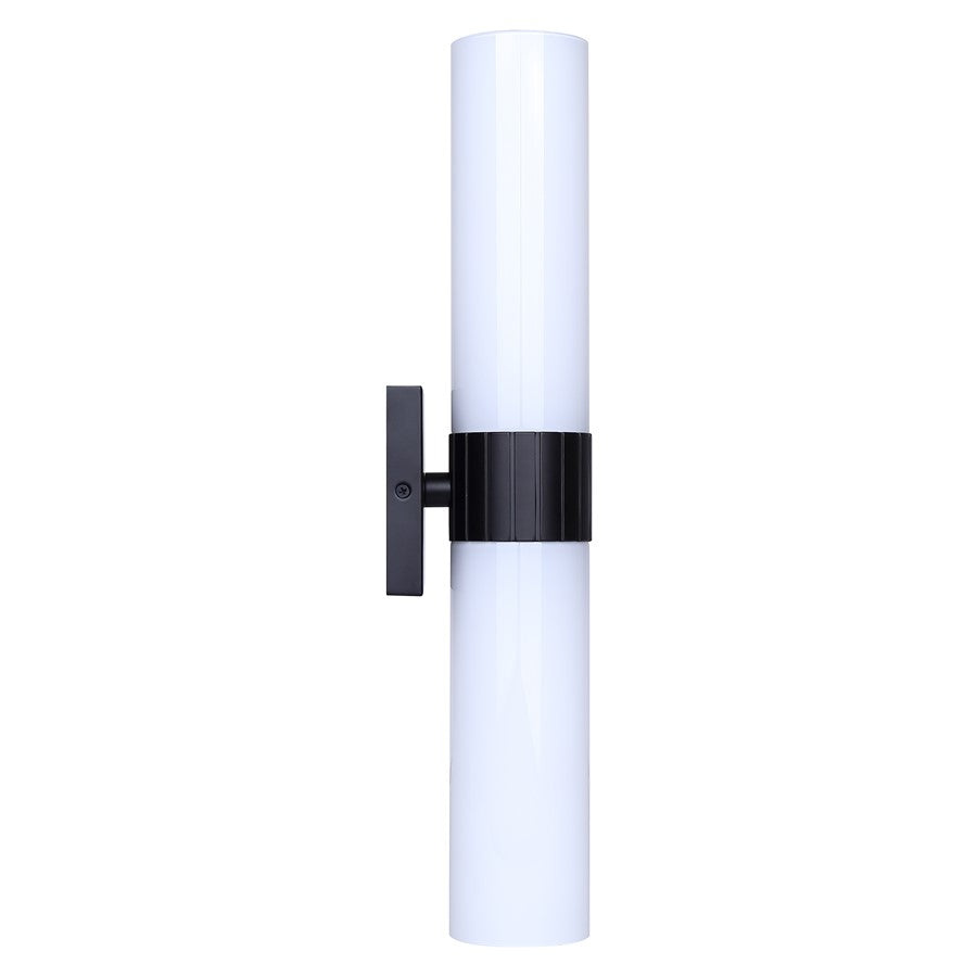Canarm Maxine 20in 2-Light Vanity Wall Light | Modern Matte Black and Opal Glass | Bathroom & Powder Room | 4.5 x 4.75 x 20 in | Model IVL1167A02BK