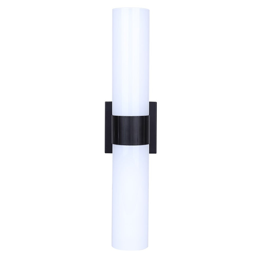 Canarm Maxine 20in 2-Light Vanity Wall Light | Modern Matte Black and Opal Glass | Bathroom & Powder Room | 4.5 x 4.75 x 20 in | Model IVL1167A02BK