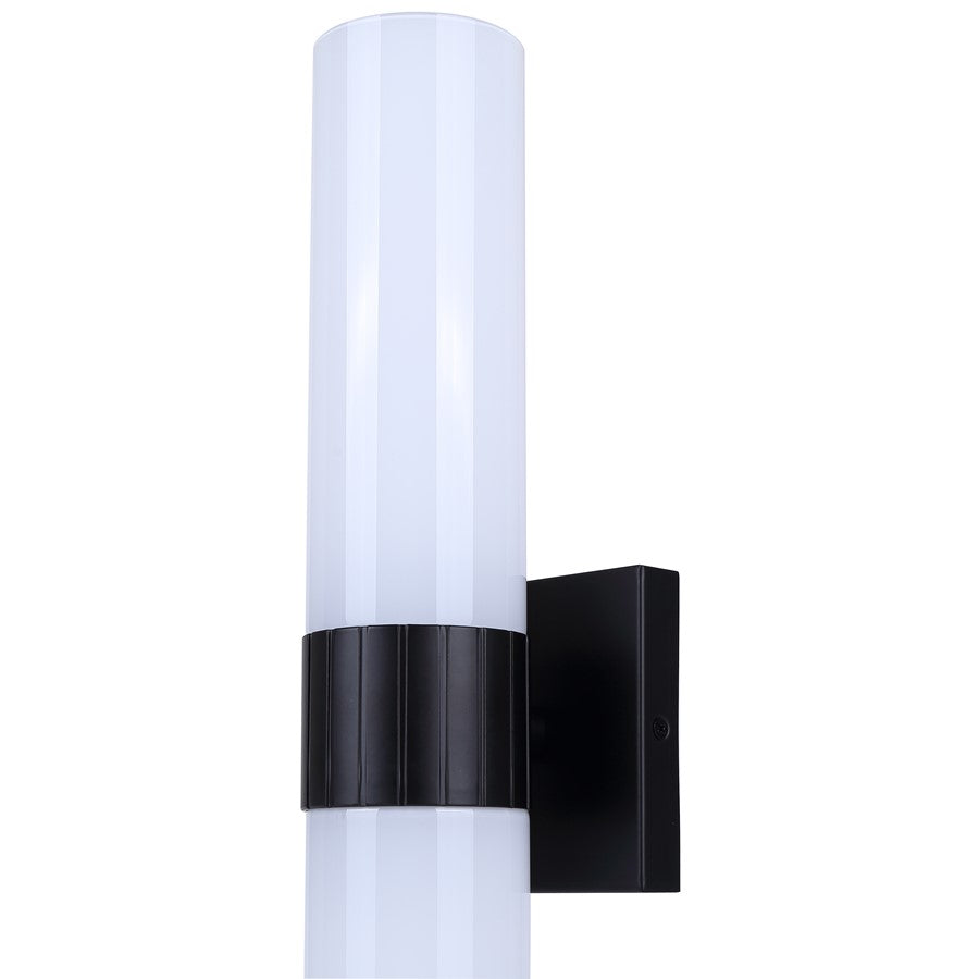 Canarm Maxine 20in 2-Light Vanity Wall Light | Modern Matte Black and Opal Glass | Bathroom & Powder Room | 4.5 x 4.75 x 20 in | Model IVL1167A02BK