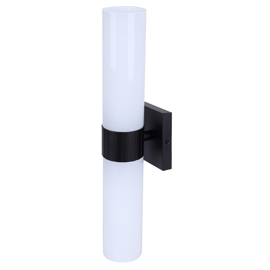 Canarm Maxine 20in 2-Light Vanity Wall Light | Modern Matte Black and Opal Glass | Bathroom & Powder Room | 4.5 x 4.75 x 20 in | Model IVL1167A02BK