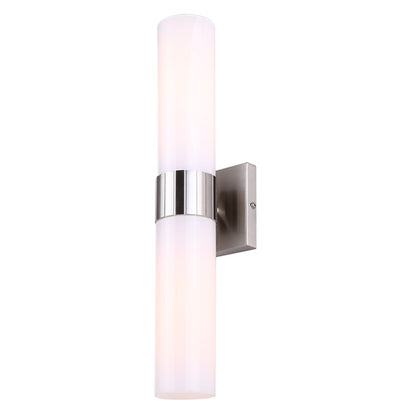Canarm Maxine 20in 2-Light Vanity Wall Light | Modern Brushed Nickel and Opal Glass | Bathroom & Powder Room | 4.5 x 4.75 x 20 in | Model IVL1167A02BN