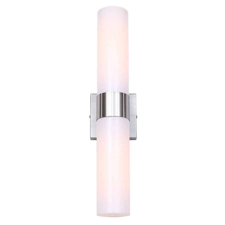 Canarm Maxine 20in 2-Light Vanity Wall Light | Modern Brushed Nickel and Opal Glass | Bathroom & Powder Room | 4.5 x 4.75 x 20 in | Model IVL1167A02BN