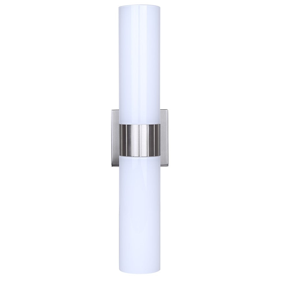 Canarm Maxine 20in 2-Light Vanity Wall Light | Modern Brushed Nickel and Opal Glass | Bathroom & Powder Room | 4.5 x 4.75 x 20 in | Model IVL1167A02BN