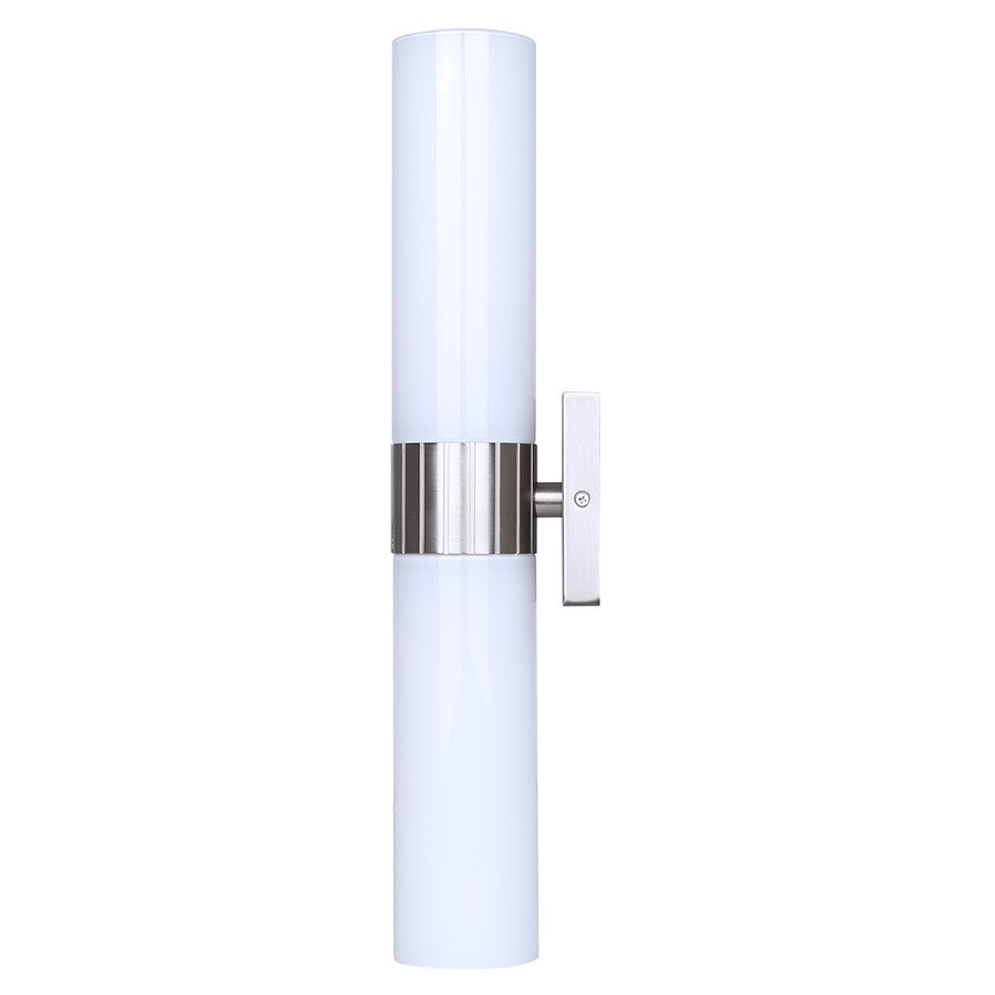 Canarm Maxine 20in 2-Light Vanity Wall Light | Modern Brushed Nickel and Opal Glass | Bathroom & Powder Room | 4.5 x 4.75 x 20 in | Model IVL1167A02BN