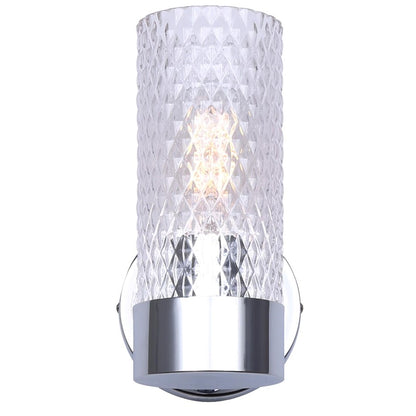 Canarm Eden 7in 1-Light Wall Sconce | Modern Chrome and Textured Glass | Bathroom & Hallway Accent | 5.13 x 6.88 x 7.75 in | Model IVL1168A01CH