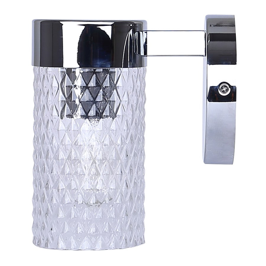 Canarm Eden 7in 1-Light Wall Sconce | Modern Chrome and Textured Glass | Bathroom & Hallway Accent | 5.13 x 6.88 x 7.75 in | Model IVL1168A01CH
