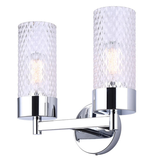 Canarm Eden 13in 2-Light Vanity | Chrome and Diamond Glass | Bathroom Vanity Light | 13 x 6.25 x 10.88 in | Model IVL1168A02CH