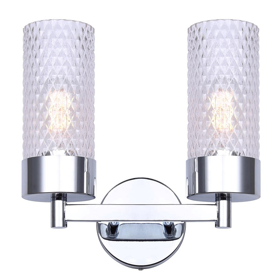 Canarm Eden 13in 2-Light Vanity | Chrome and Diamond Glass | Bathroom Vanity Light | 13 x 6.25 x 10.88 in | Model IVL1168A02CH