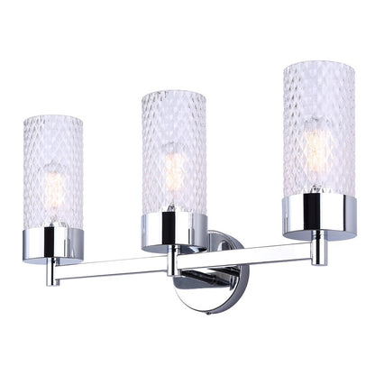 Canarm Eden 23in 3-Light Vanity | Chrome and Diamond Glass | Bathroom Vanity Light | 23.25 x 6.25 x 10.88 in | Model IVL1168A03CH