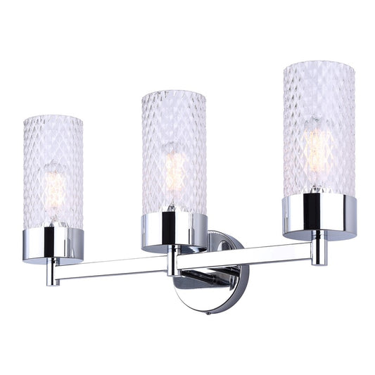 Canarm Eden 23in 3-Light Vanity | Chrome and Diamond Glass | Bathroom Vanity Light | 23.25 x 6.25 x 10.88 in | Model IVL1168A03CH